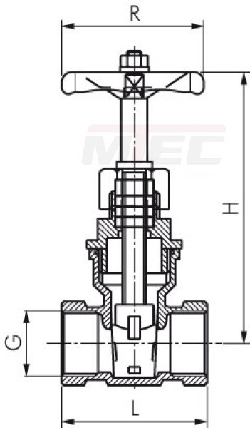 Muffen-Absperrschieber, Edelstahl, G 1/2", PN 16