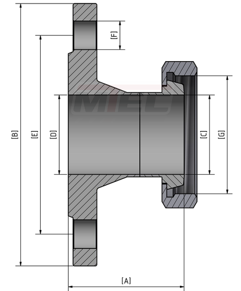 Adapter Flansch auf Milchkegel